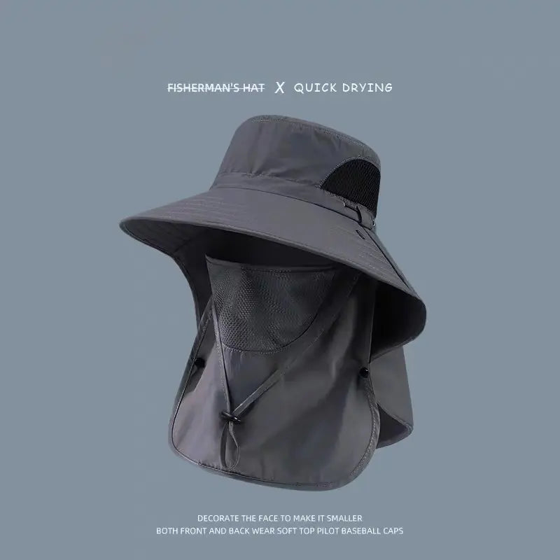 Unisex Uv-Resistant All-Season Outdoor Sports Hat for Adults, Detachable Face Cover & Neck Protection, Wide-Brim Breathable Fishing/Hiking Hat, One Size Sun Shield Cap, Face Covering