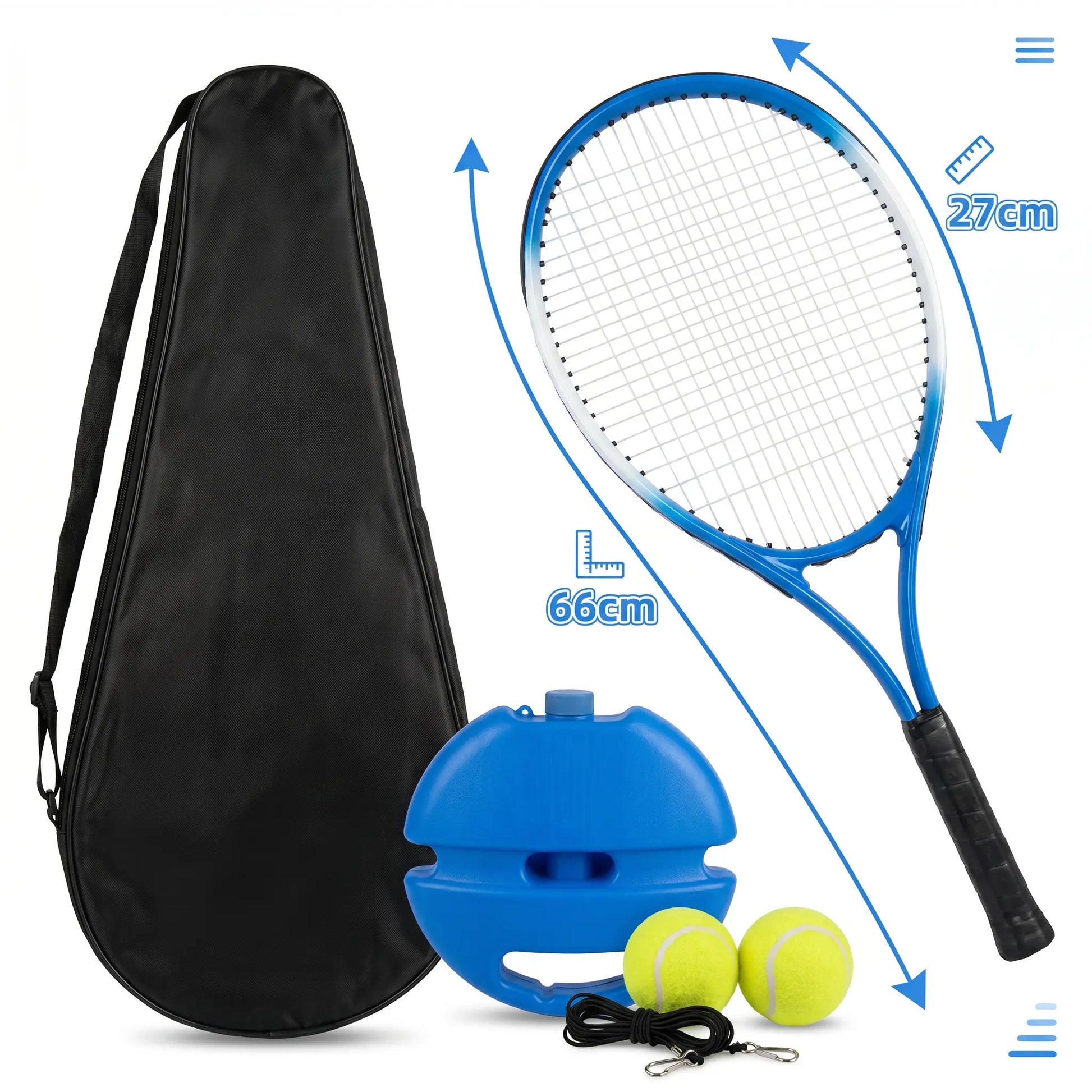 Solo Tennis Trainer Rebound Set with Racket & 2 Balls - Portable Self-Practice Equipment