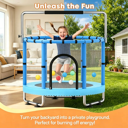 60" Toddler Trampoline with Safety Net,440Lbs Kids Trampolineindoor Outdoor, Mini Trampoline Playset for Boys & Girls