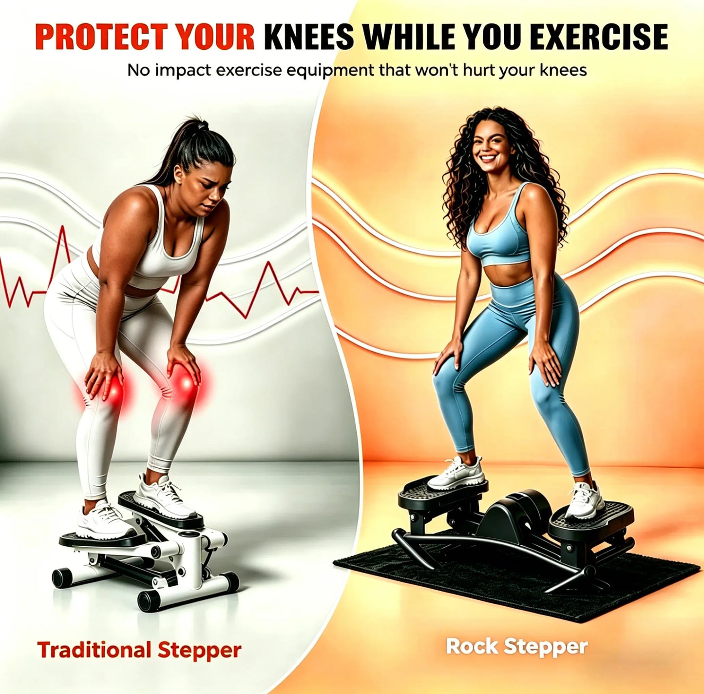 Wetough Rocking Steppers for Exercise at Home, 3D Motion Stair Stepper with Resistance Bands for Full Body Workout & Low-Impact Balance Board, 350 LBS Loading Capacity Exercise Equipment