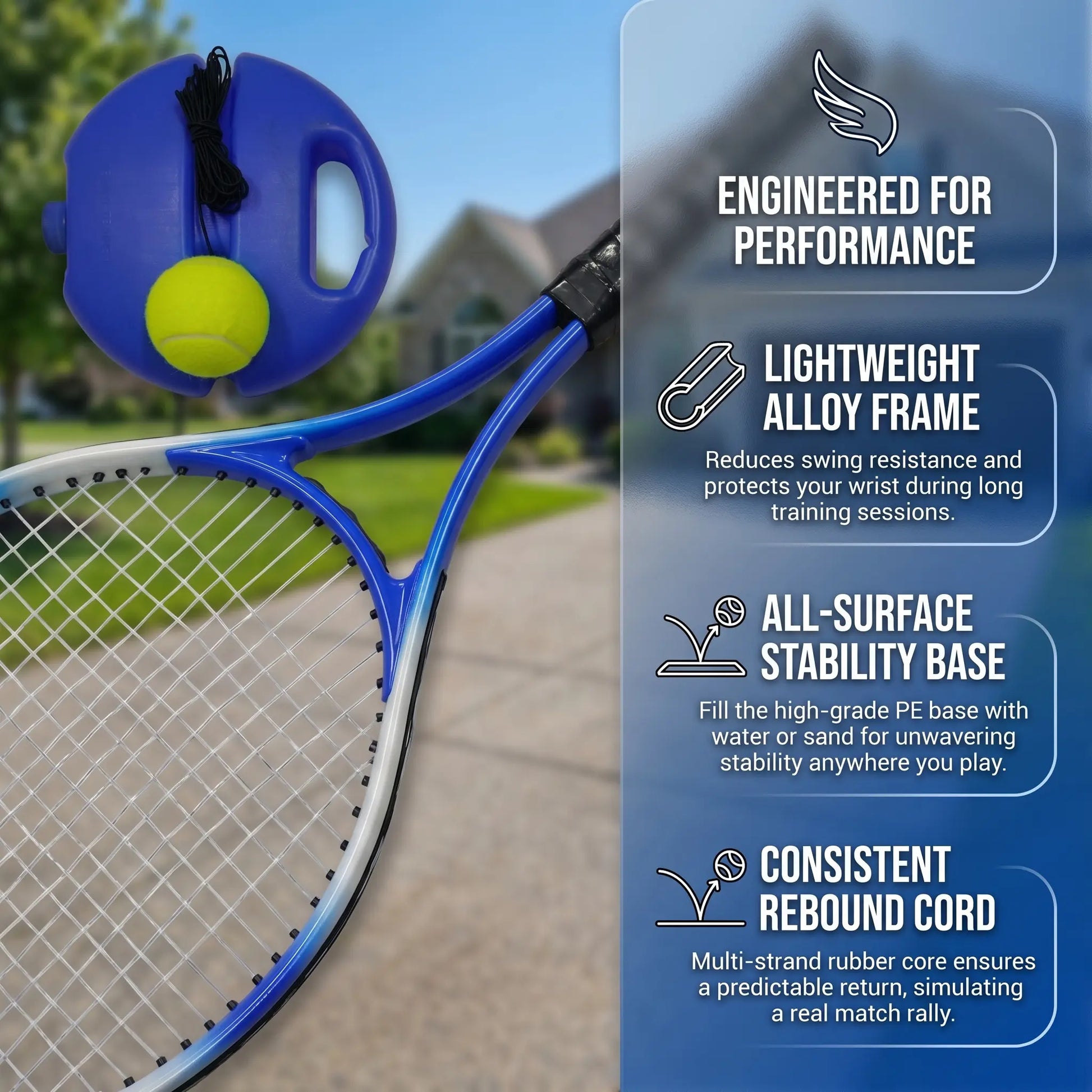 Solo Tennis Trainer Rebound Set with Racket & 2 Balls - Portable Self-Practice Equipment