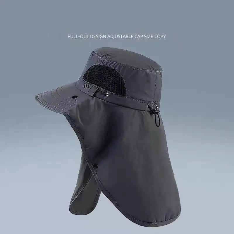 Unisex Uv-Resistant All-Season Outdoor Sports Hat for Adults, Detachable Face Cover & Neck Protection, Wide-Brim Breathable Fishing/Hiking Hat, One Size Sun Shield Cap, Face Covering