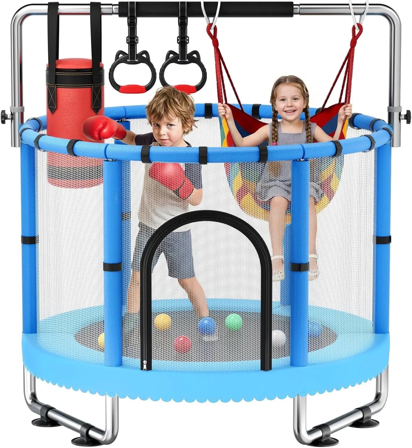60" Toddler Trampoline with Safety Net,440Lbs Kids Trampolineindoor Outdoor, Mini Trampoline Playset for Boys & Girls