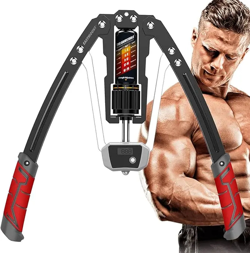 Hydraulic Arm Trainer with Counter, Strength Chest Trainer, Adjustable Chest Trainer, 10-200Kg Hydraulic Arm Trainer, Micro-Bounce, Triangular Structure - Suitable for Training Chest, Shoulder, Back and Arm Muscles at Home Multi-Functional Power Rack Camp