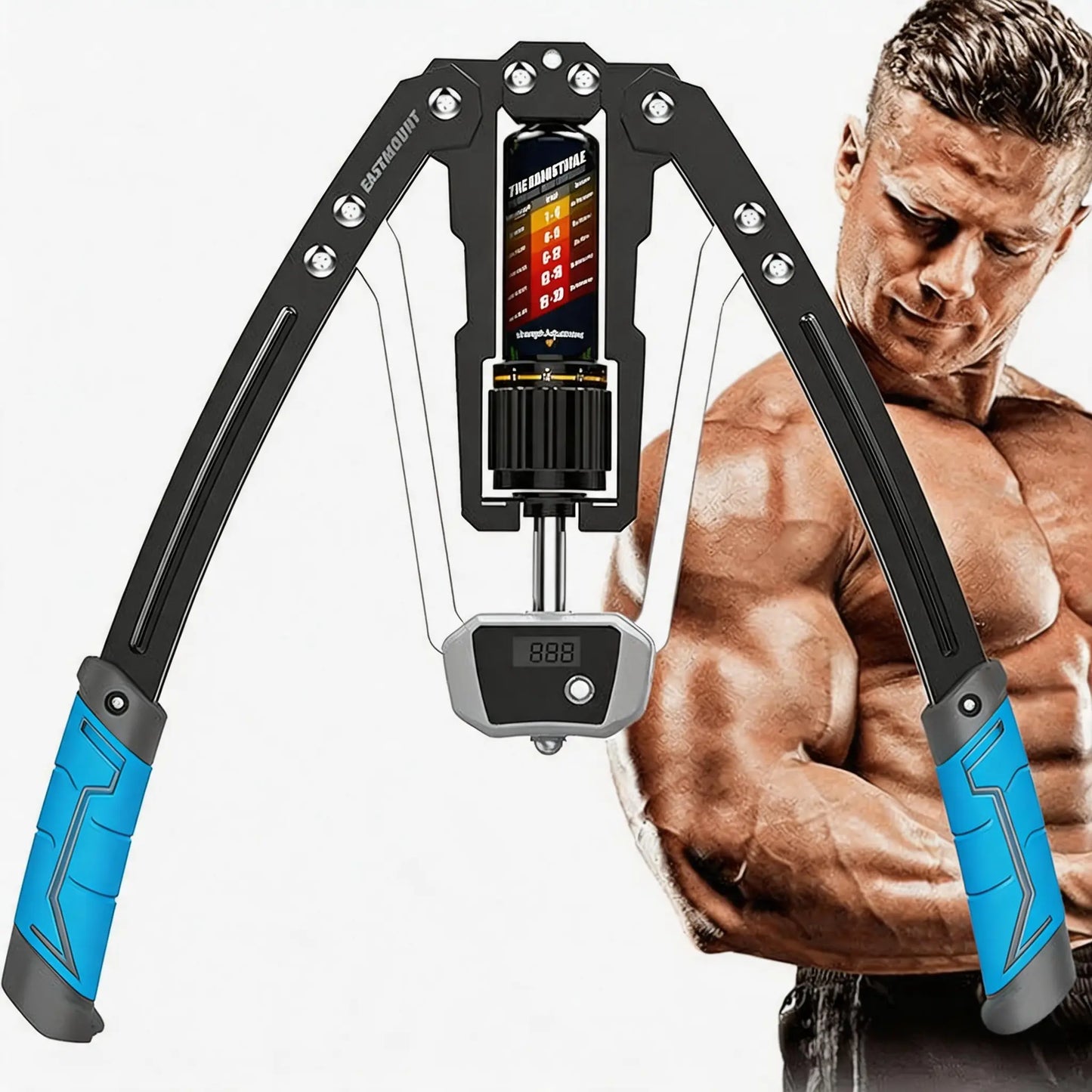 Hydraulic Arm Trainer with Counter, Strength Chest Trainer, Adjustable Chest Trainer, 10-200Kg Hydraulic Arm Trainer, Micro-Bounce, Triangular Structure - Suitable for Training Chest, Shoulder, Back and Arm Muscles at Home Multi-Functional Power Rack Camp