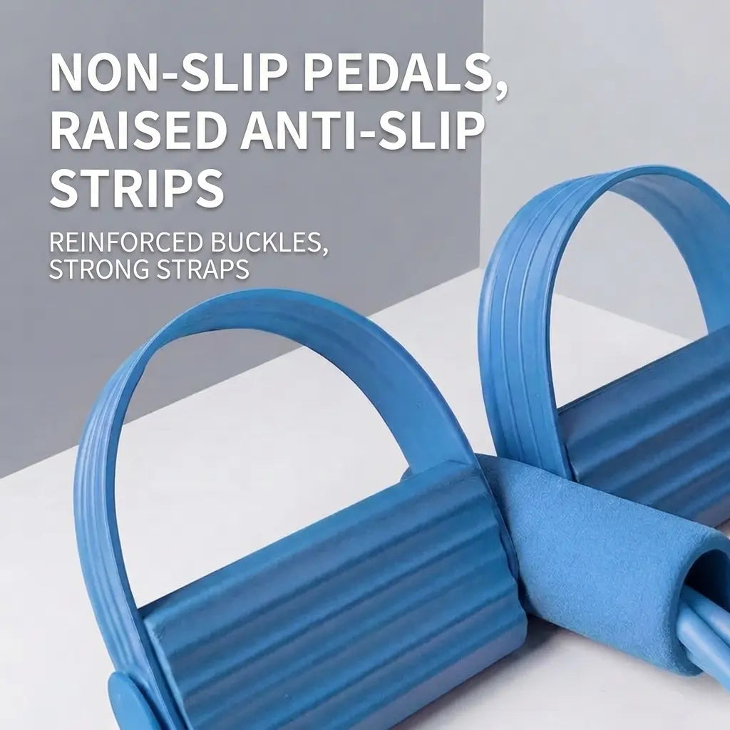 6-Tube Resistance Band Exerciser with Foot Pedals - Portable Size Workout Equipment, Gym Accessories for Home Resistance Training, 16.53X9.64In