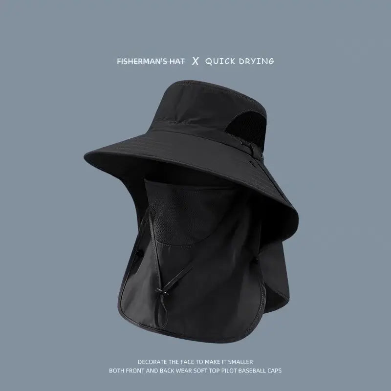 Unisex Uv-Resistant All-Season Outdoor Sports Hat for Adults, Detachable Face Cover & Neck Protection, Wide-Brim Breathable Fishing/Hiking Hat, One Size Sun Shield Cap, Face Covering