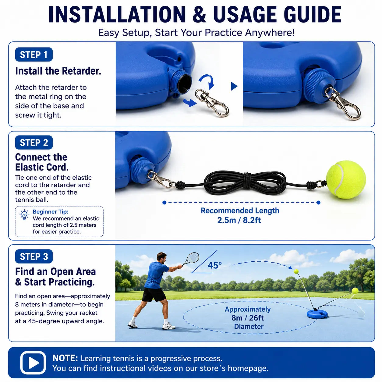 Solo Tennis Trainer Rebound Set with Racket & 2 Balls - Portable Self-Practice Equipment