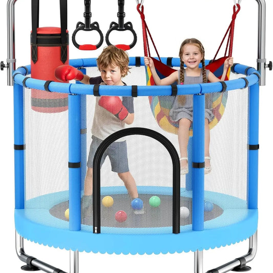 60" Toddler Trampoline with Safety Net,440Lbs Kids Trampolineindoor Outdoor, Mini Trampoline Playset for Boys & Girls