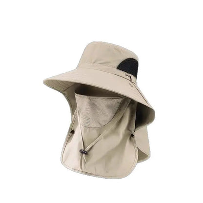 Unisex Uv-Resistant All-Season Outdoor Sports Hat for Adults, Detachable Face Cover & Neck Protection, Wide-Brim Breathable Fishing/Hiking Hat, One Size Sun Shield Cap, Face Covering