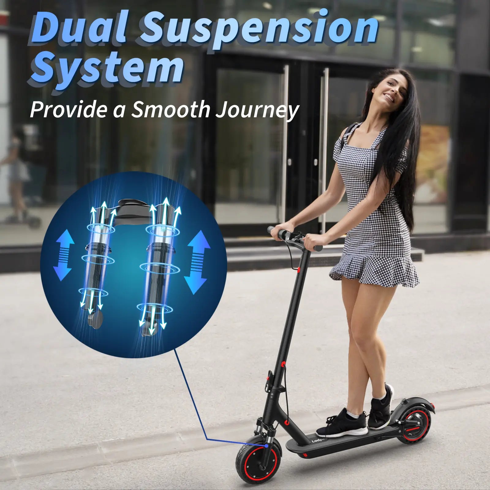 350W Motor Electric Scooter,19Mph Speed,Folding E-Scooter with Dual Suspension,App Controlrange
