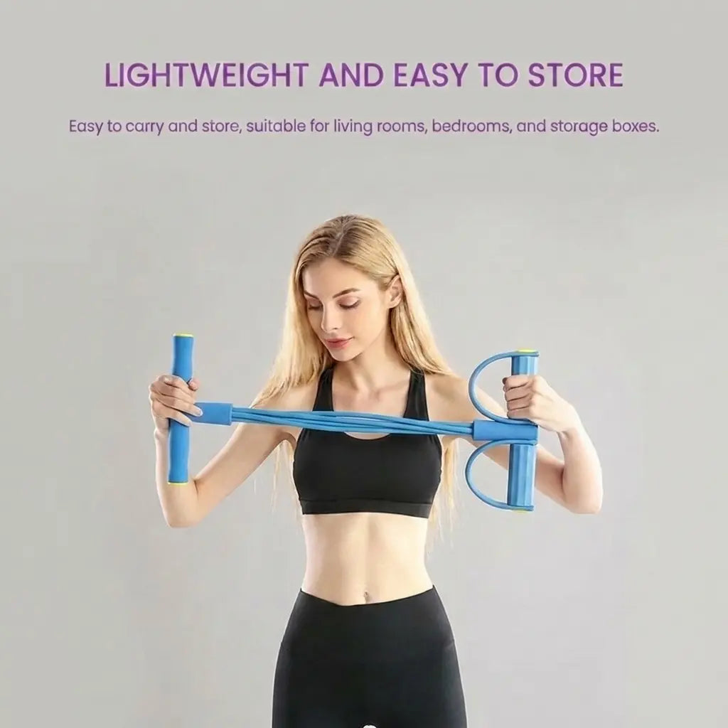 6-Tube Resistance Band Exerciser with Foot Pedals - Portable Size Workout Equipment, Gym Accessories for Home Resistance Training, 16.53X9.64In