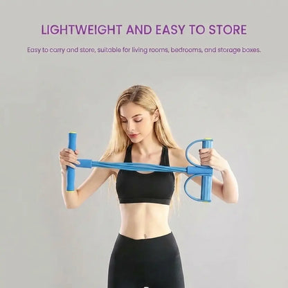 6-Tube Resistance Band Exerciser with Foot Pedals - Portable Size Workout Equipment, Gym Accessories for Home Resistance Training, 16.53X9.64In