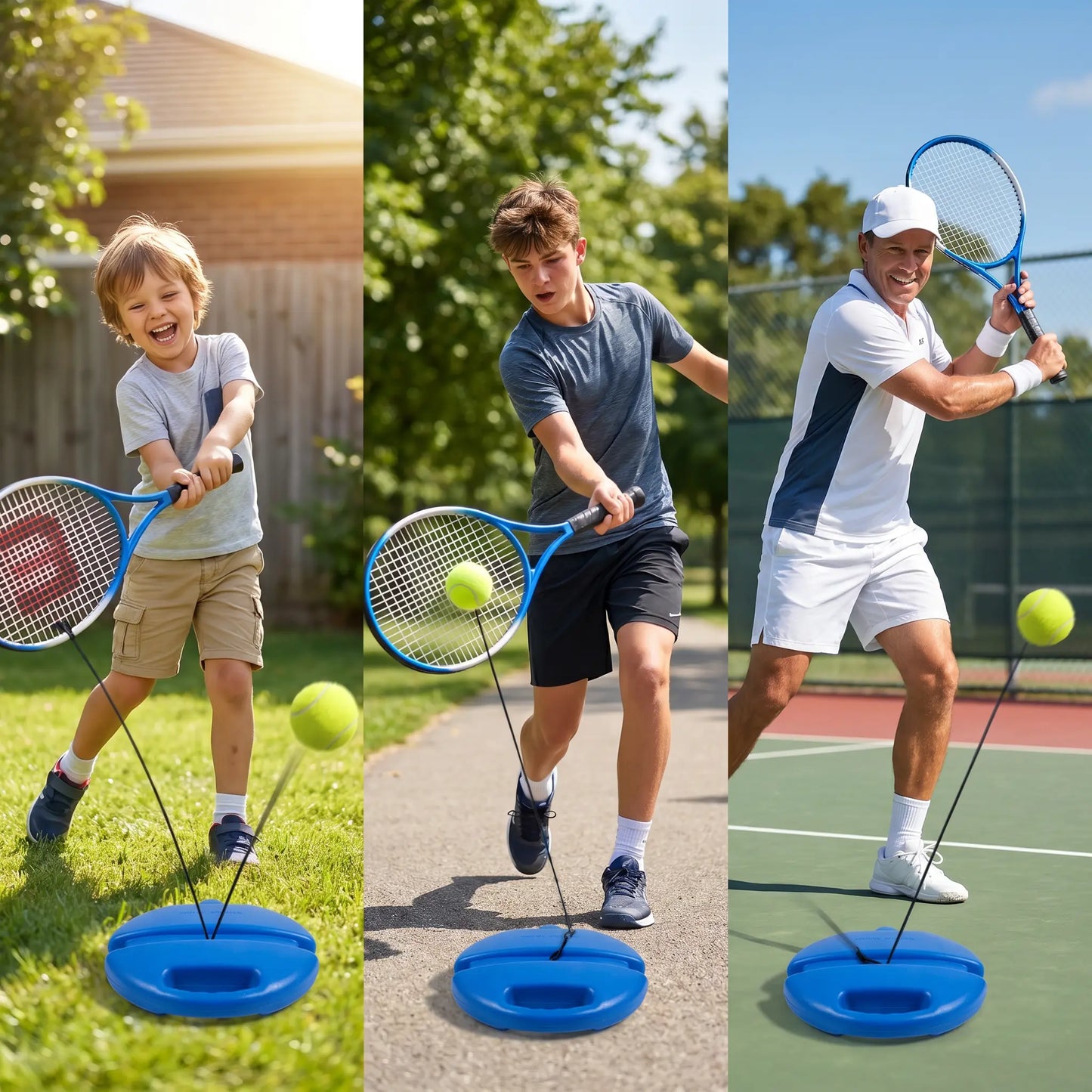 Solo Tennis Trainer Rebound Set with Racket & 2 Balls - Portable Self-Practice Equipment