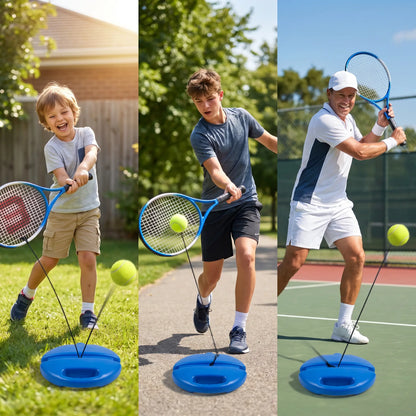 Solo Tennis Trainer Rebound Set with Racket & 2 Balls - Portable Self-Practice Equipment