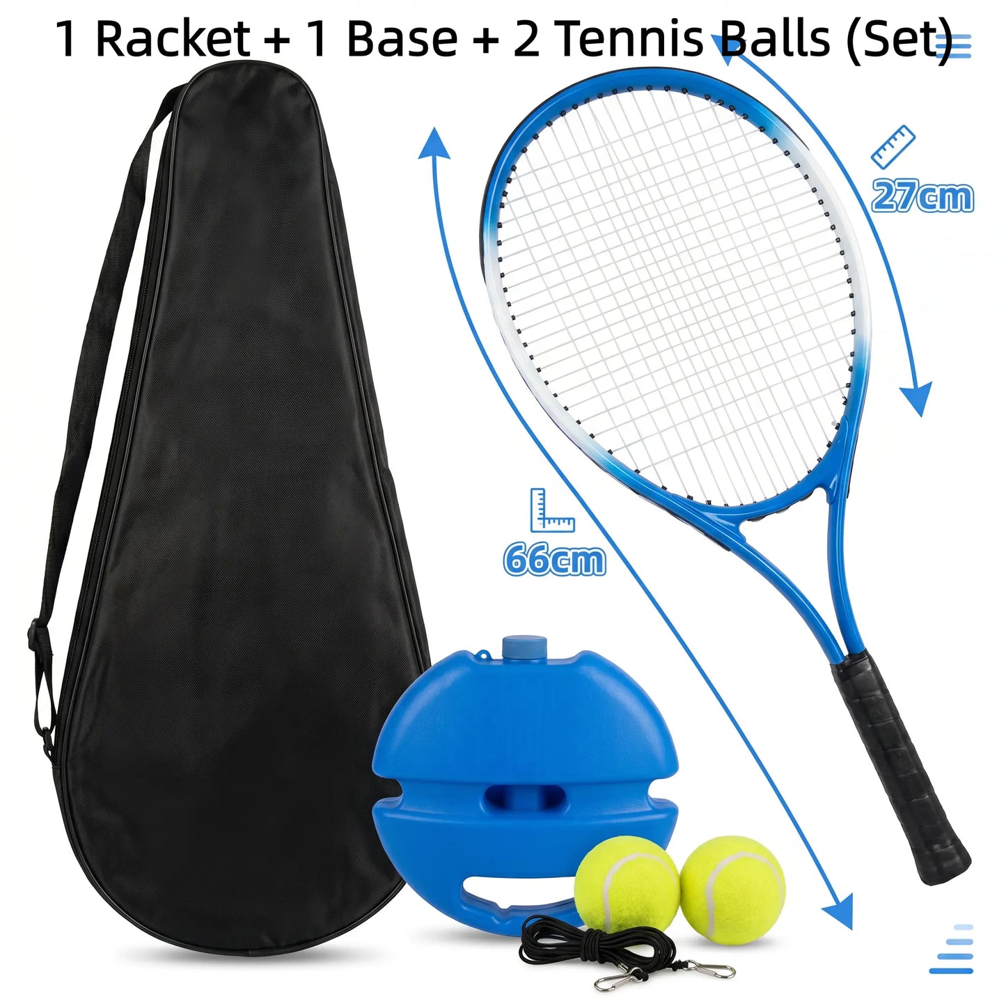 Solo Tennis Trainer Rebound Set with Racket & 2 Balls - Portable Self-Practice Equipment