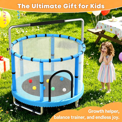 60" Toddler Trampoline with Safety Net,440Lbs Kids Trampolineindoor Outdoor, Mini Trampoline Playset for Boys & Girls
