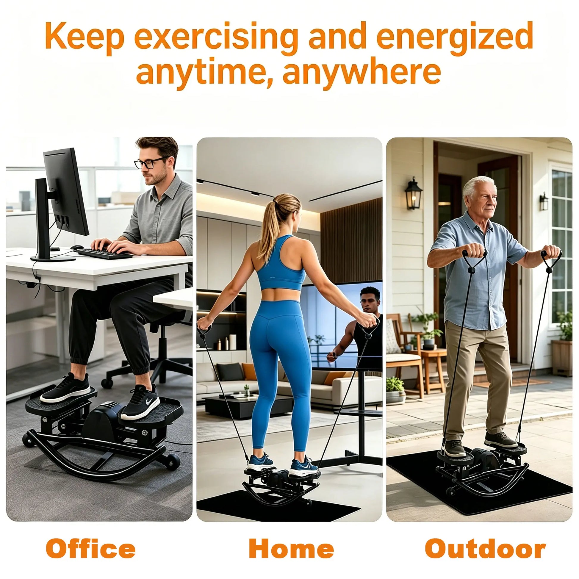 Wetough Rocking Steppers for Exercise at Home, 3D Motion Stair Stepper with Resistance Bands for Full Body Workout & Low-Impact Balance Board, 350 LBS Loading Capacity Exercise Equipment